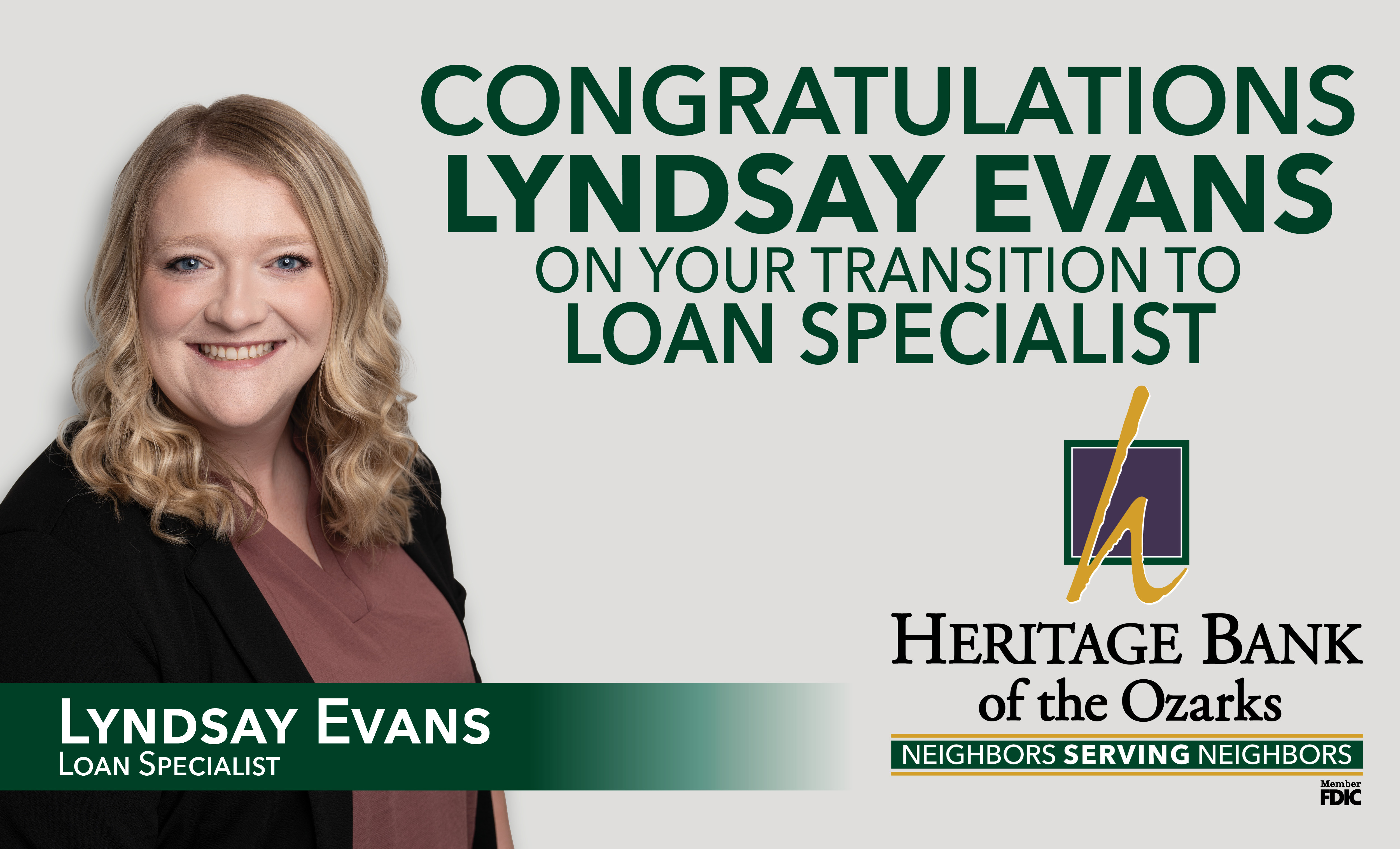 Help us Congratulate Lyndsay Evans