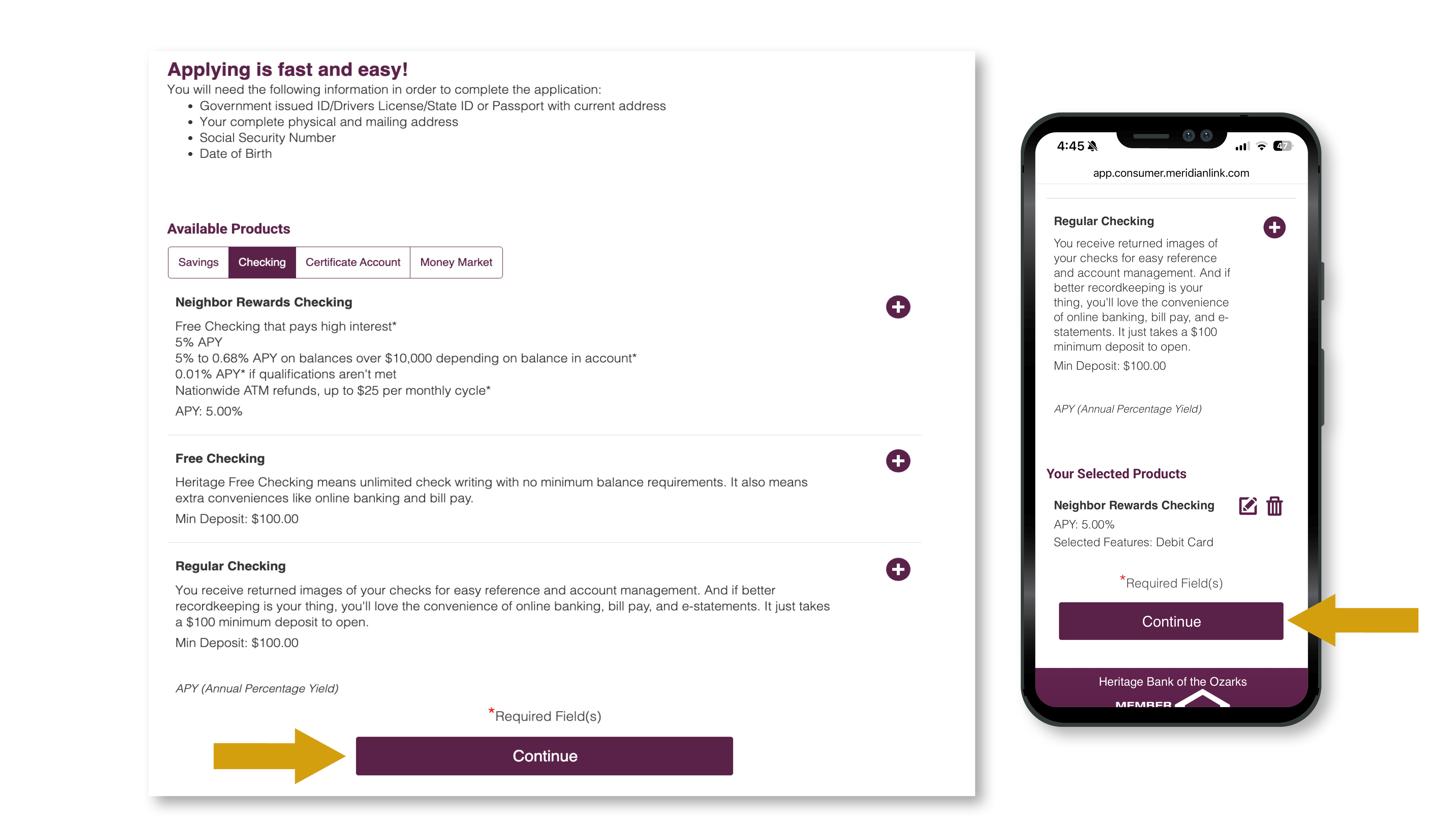 Continue to Account Registration